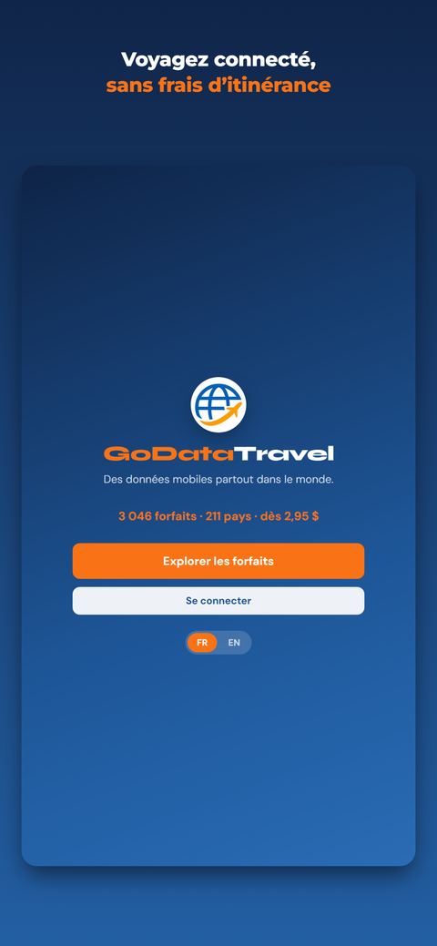 App GoDataTravel — Voyagez connecté, sans frais d'itinérance