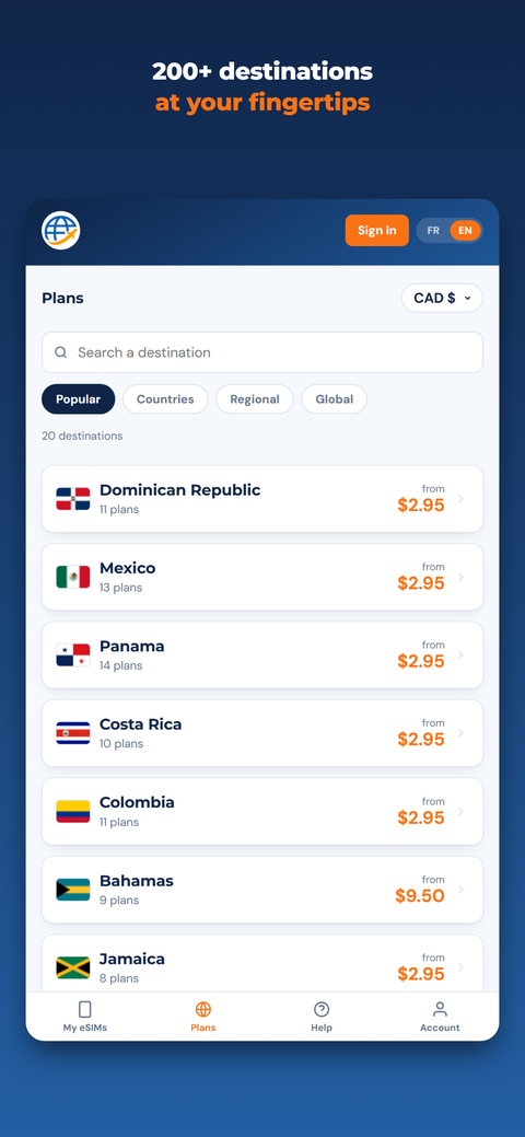GoDataTravel app — 200+ destinations at your fingertips